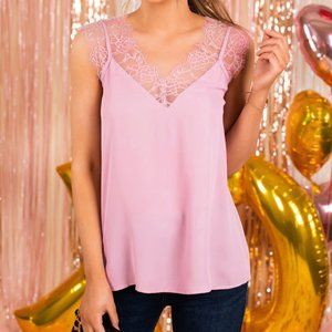 Pink Lace Tank Top